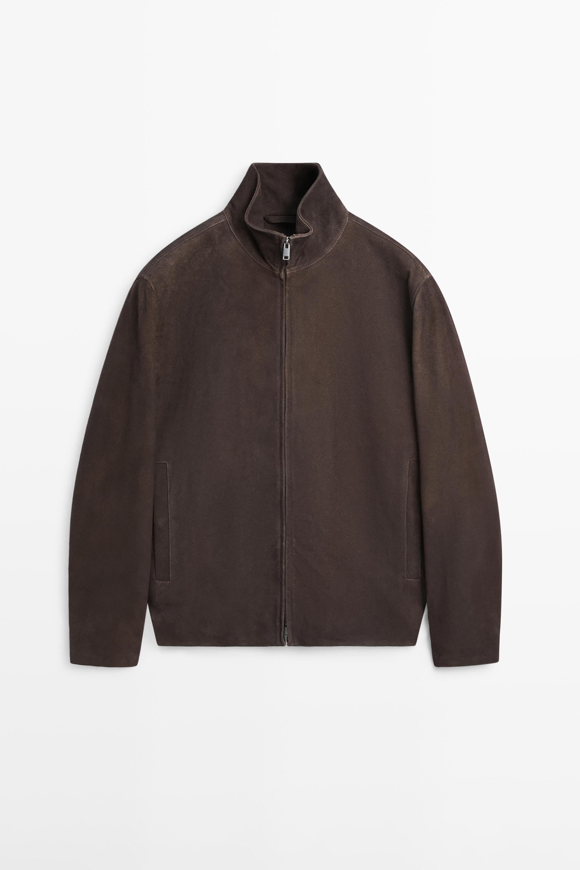 Blouson en cuir effet daim